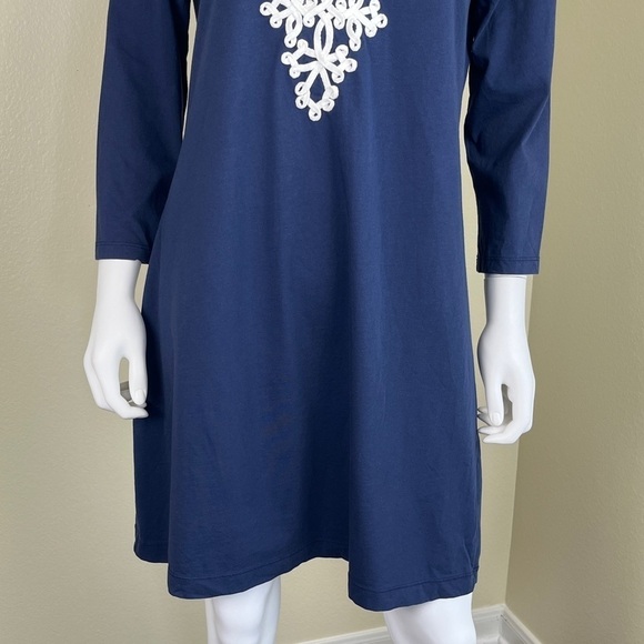 Lilly Pulitzer Women’s Size L Navy Pima Cotton Marina Embroidered Shirt Dress - Picture 12 of 14